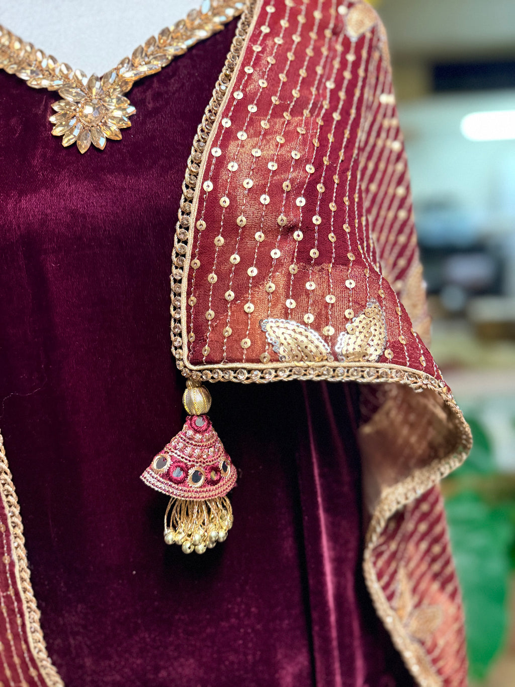 Maroon Maharani - Velvet Bridal/Formal Set