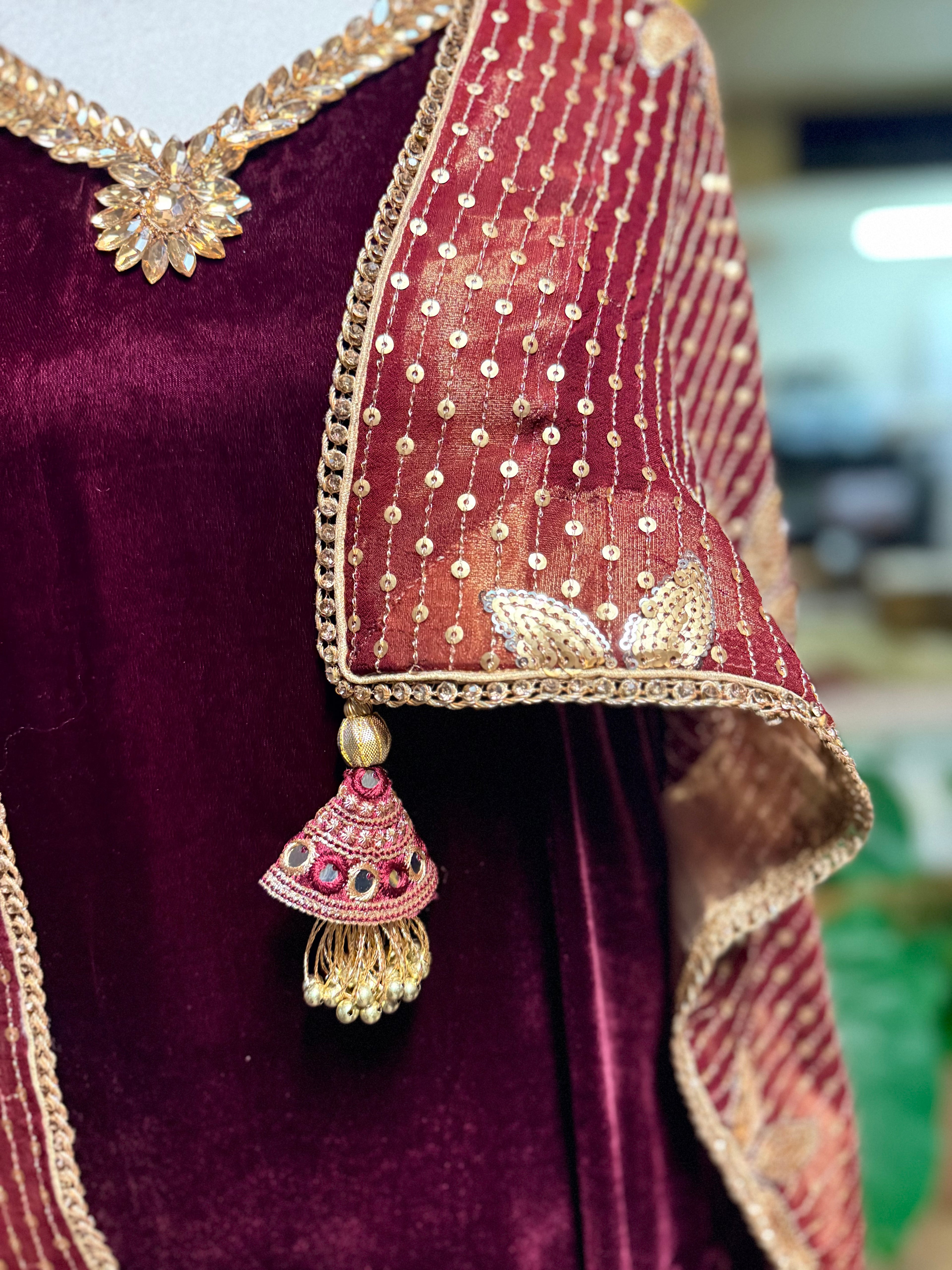 Maroon Maharani - Velvet Bridal/Formal Set