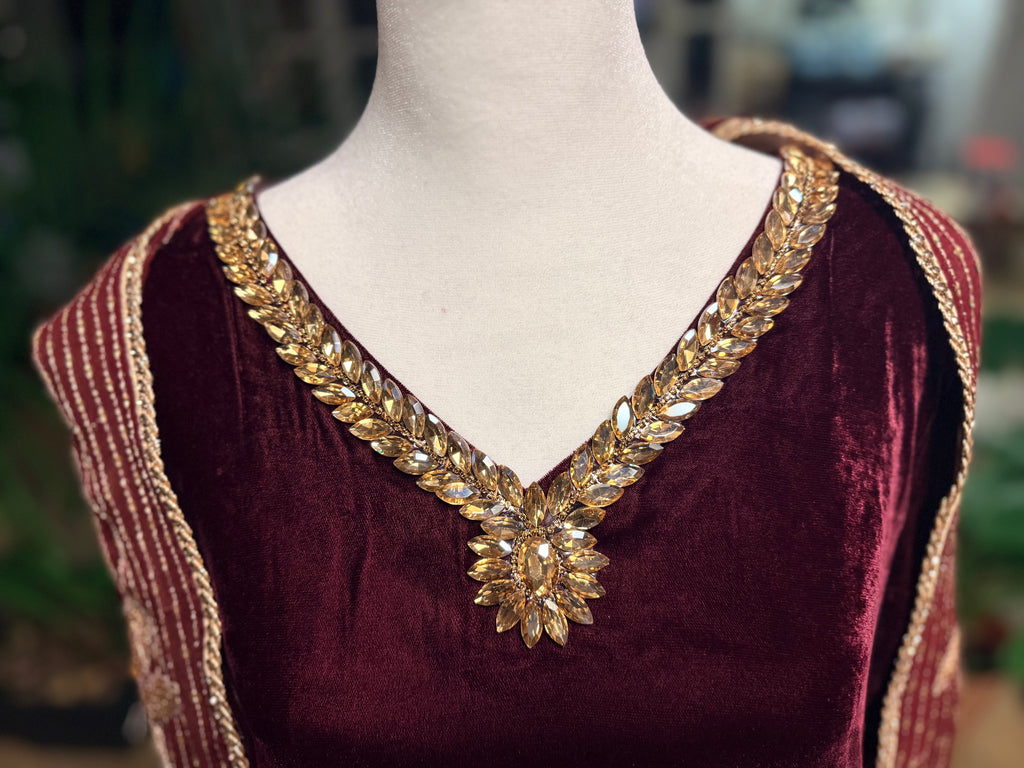 Maroon Maharani - Velvet Bridal/Formal Set