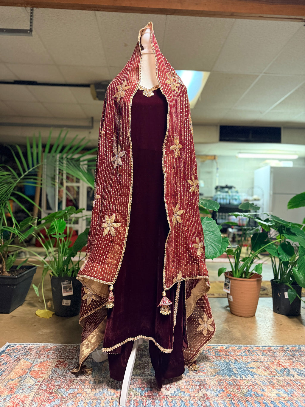 Maroon Maharani - Velvet Bridal/Formal Set